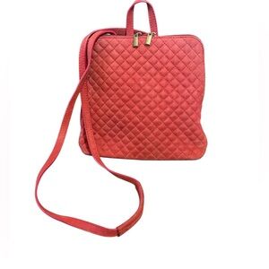 Vintage I Medici Firenze Quilted Leather Backpack Crossbody Bag Coral Red